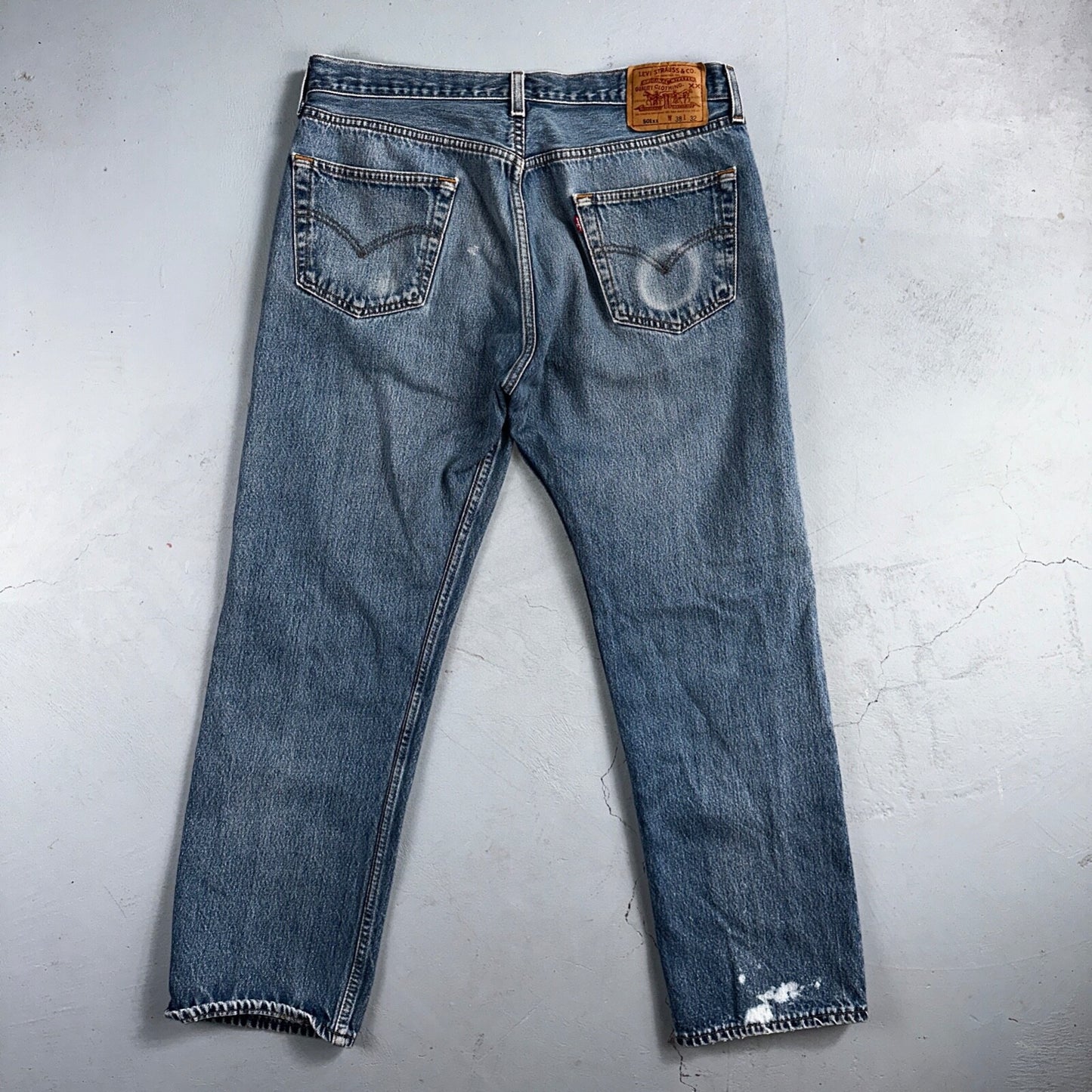 Levis 501 Vintage 90s USA XX Straight Leg Jeans Blue Light Wash 38x32 Act 34x28