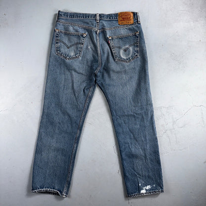 Levis 501 Vintage 90s USA XX Straight Leg Jeans Blue Light Wash 38x32 Act 34x28
