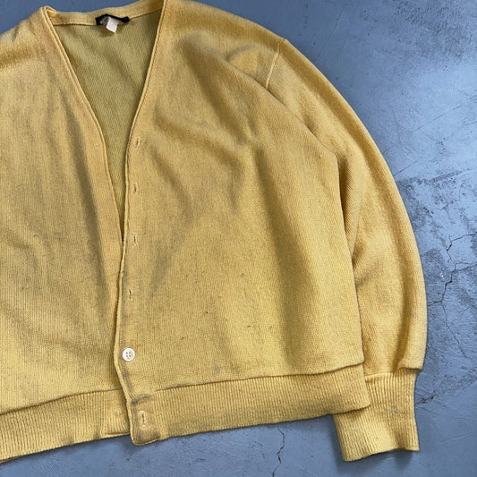 Vintage 1970s 70s JC Penney Towncraft Cardigan L Yellow MCM Missing Buttons