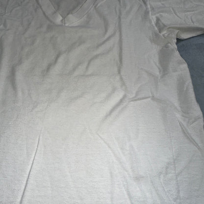 Hanes 90s V Neck Single Stitch VTG T Shirt Blank White Basic Undershirt Classic