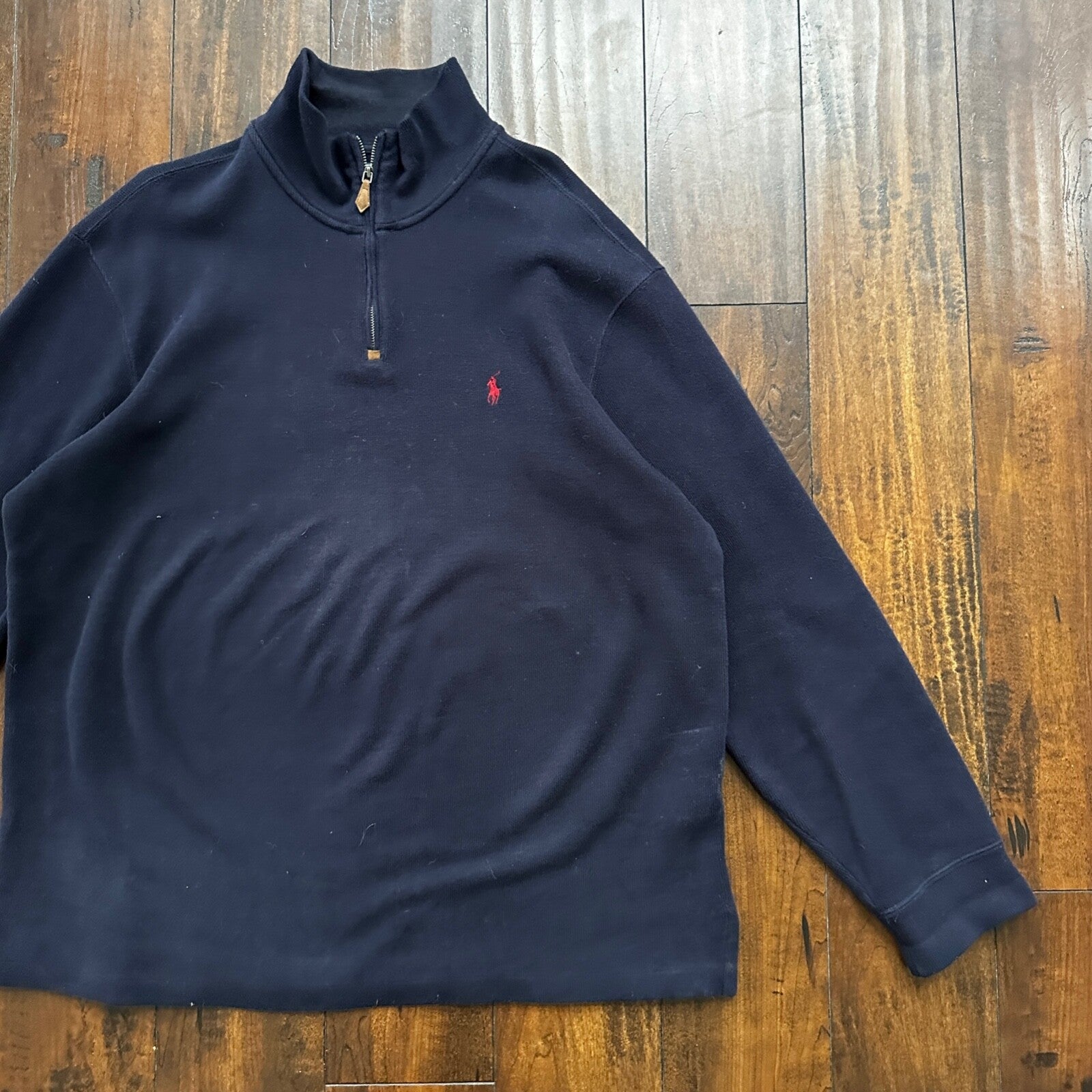 Polo Ralph Lauren Pullover Men’s XL Navy Big Pony Ski Patch Quarter Zip VTG