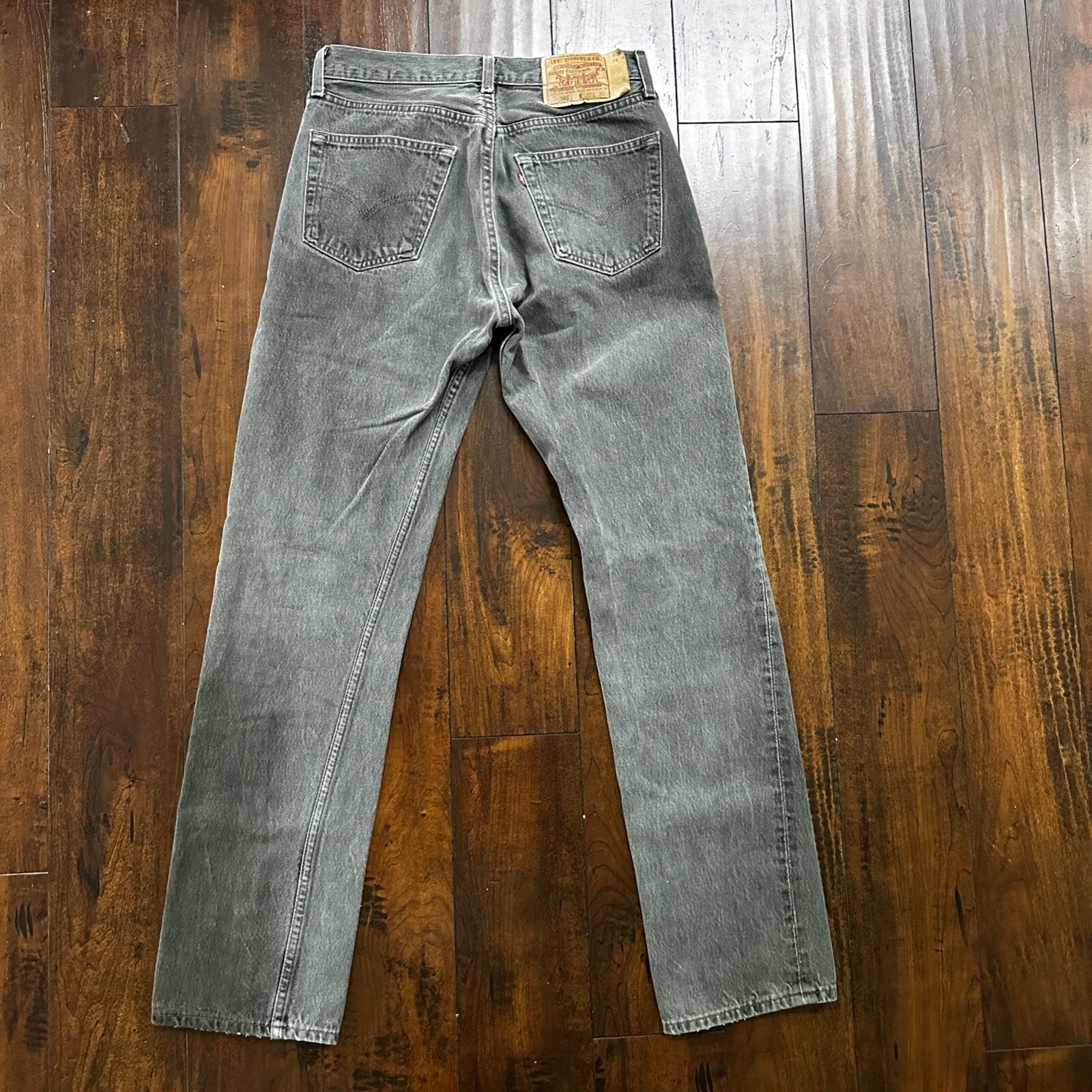 VTG 90s Levis 501 Button Fly 33x34 USA Tag Jeans Straight Wash Grey XX Act 30x32