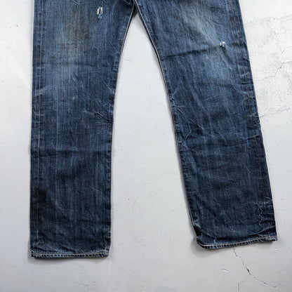 Levis 501 Y2K XX Straight Leg Jeans Blue VTG Whiskers Wash 36x32 Act 36x30