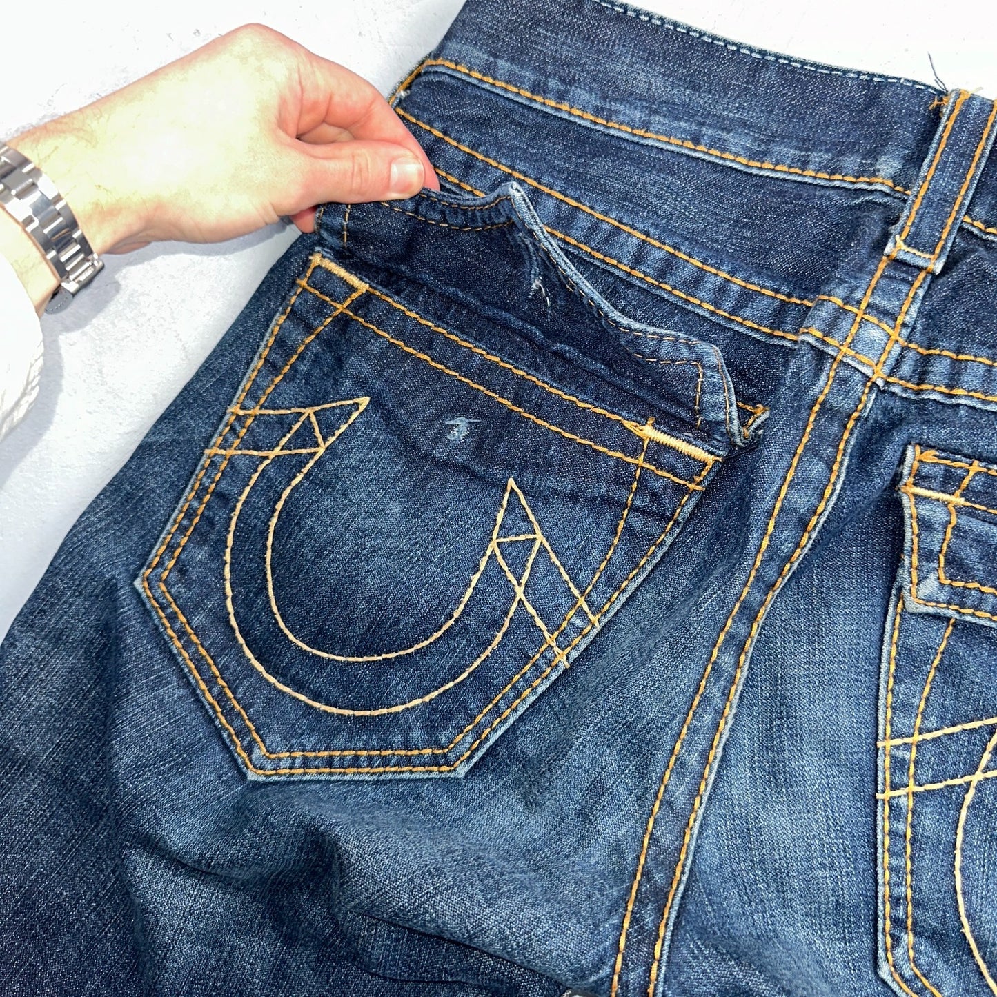 True Religion VTG Billy Big T Blue Jeans Bootcut Y2K Made USA Sz 30 (32x30)