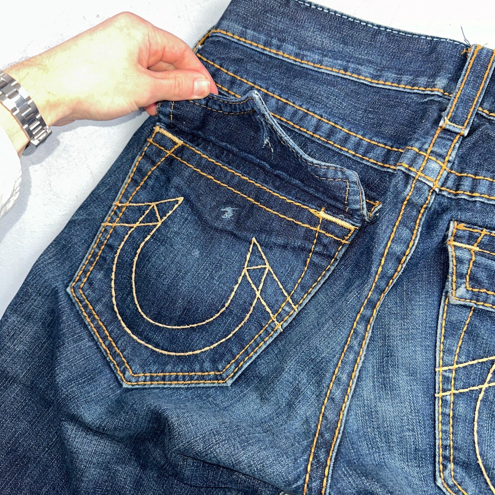 True Religion VTG Billy Big T Blue Jeans Bootcut Y2K Made USA Sz 30 (32x30)