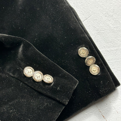 VTG Mens Suit 40 Jacket Coat 1970s Rockabilly 60s 70s USA Cotton Velour Horses