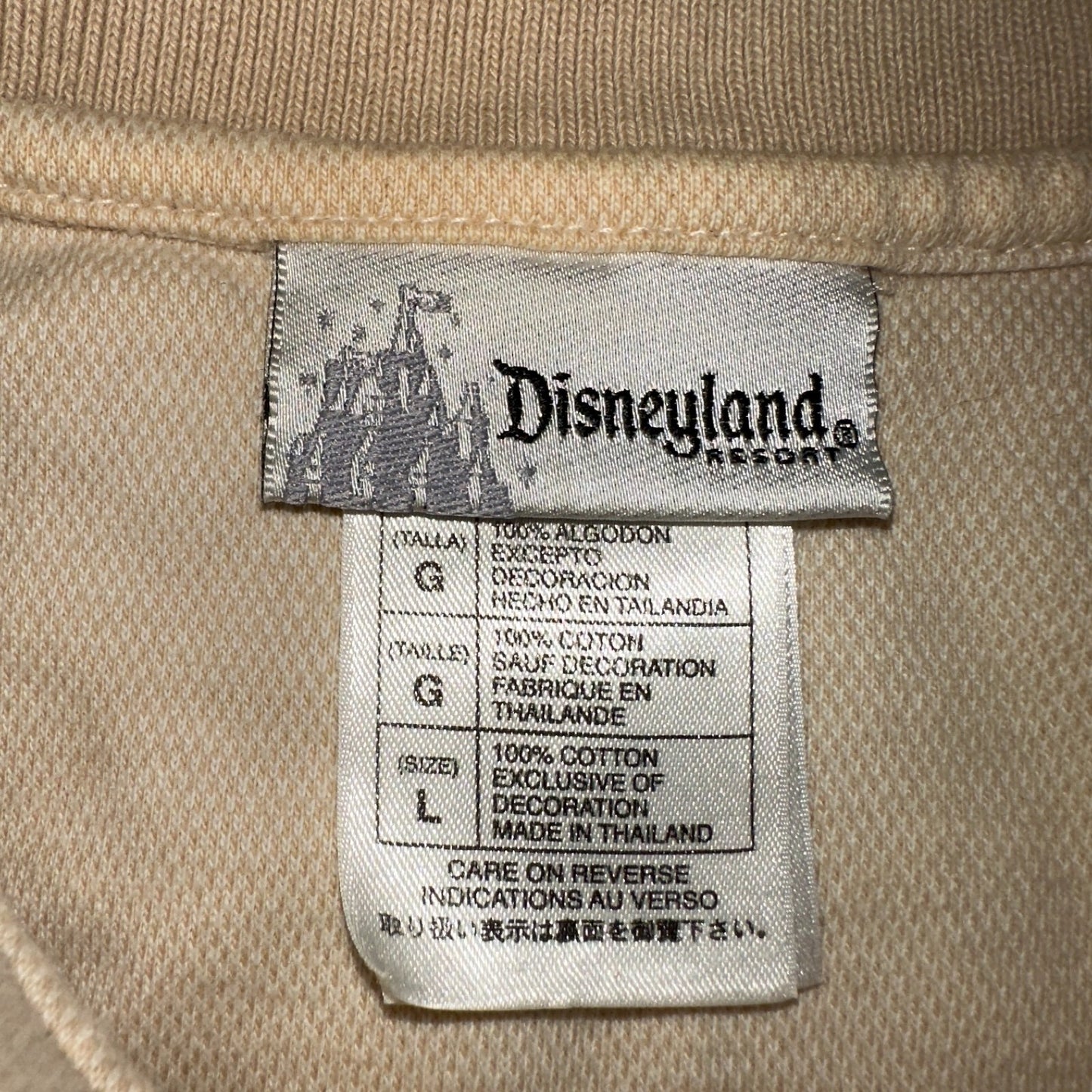 Disney Mickey Mouse Polo VTG T Shirt Disneyland Y2K Golf Cute Beige Tan Mens L