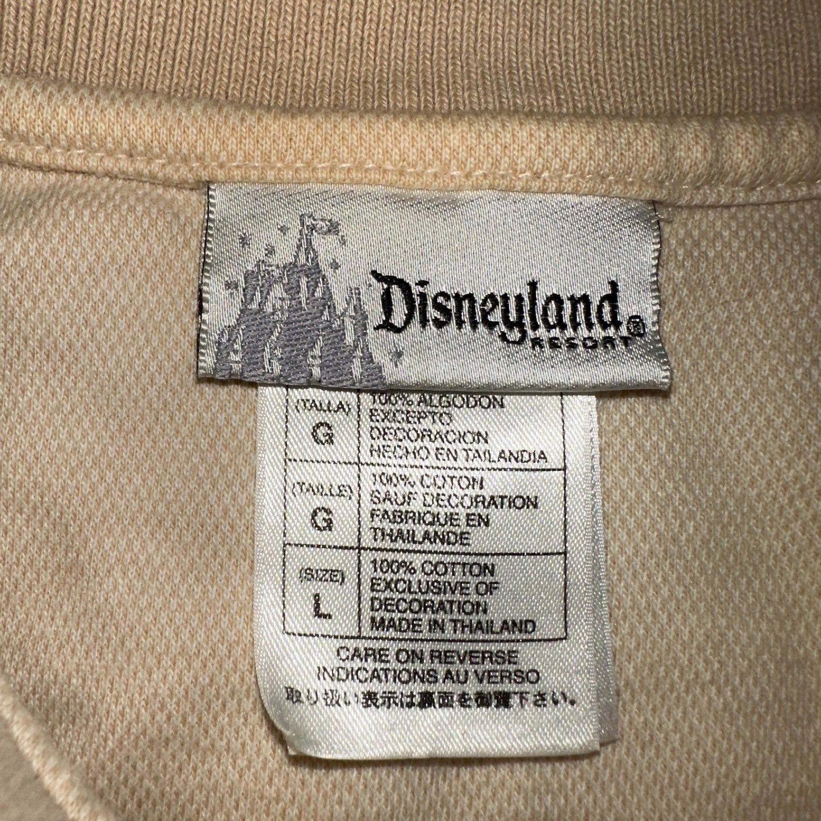 Disney Mickey Mouse Polo VTG T Shirt Disneyland Y2K Golf Cute Beige Tan Mens L