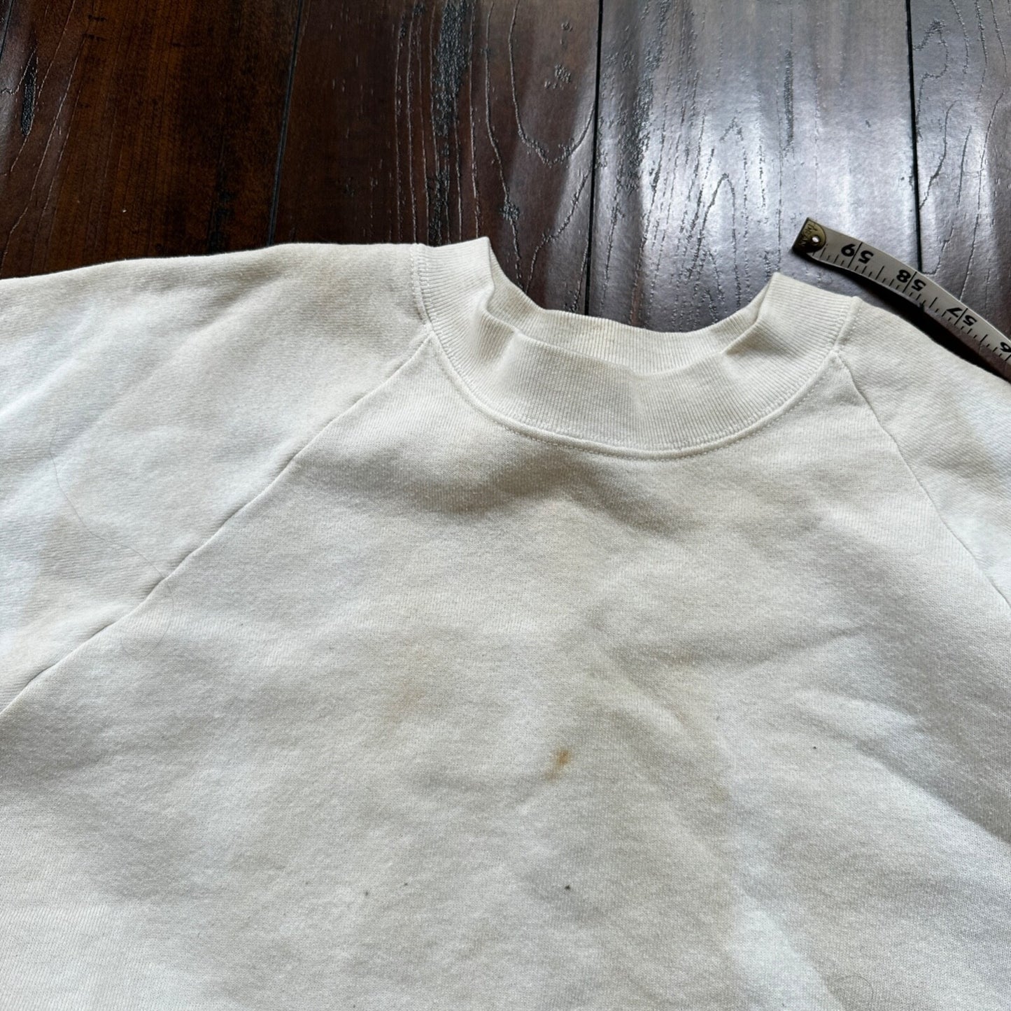 Vintage 90s 2XL FOTL Blank White Raglan Crewneck Sweatshirt Vtg 1990s USA Made