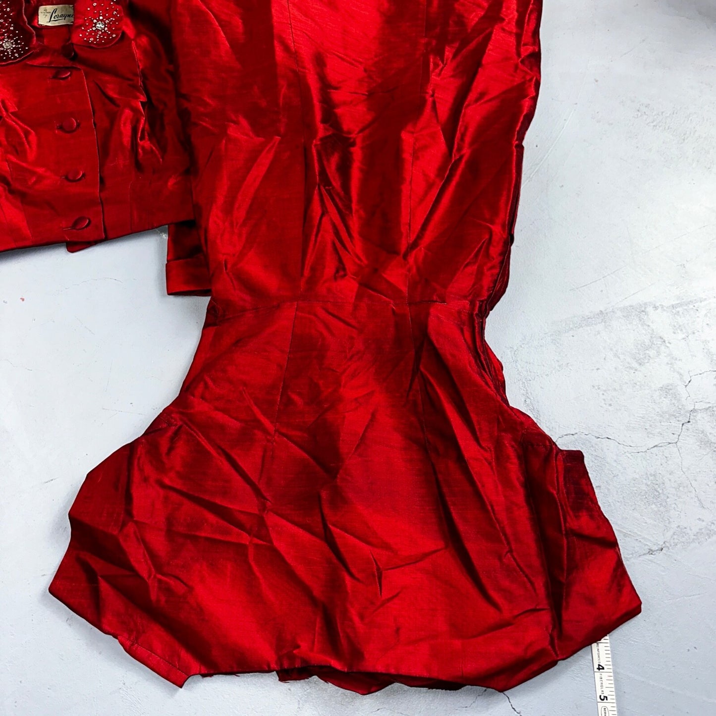 Real Vintage 1940s Lorayne Original Long Red Top Button Down Dress Women's 40s