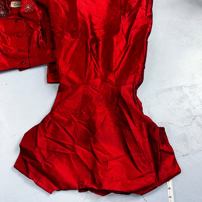 Real Vintage 1940s Lorayne Original Long Red Top Button Down Dress Women's 40s