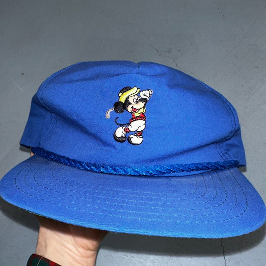 Disney Mickey Mouse Golf Vintage Blue Adjustable Hat Cap Made In The USA 80s