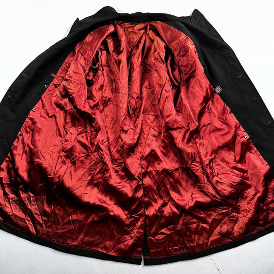 Vintage 1960s Black Wool Military Pea Coat Rockabilly 60s Double Breast Jacket