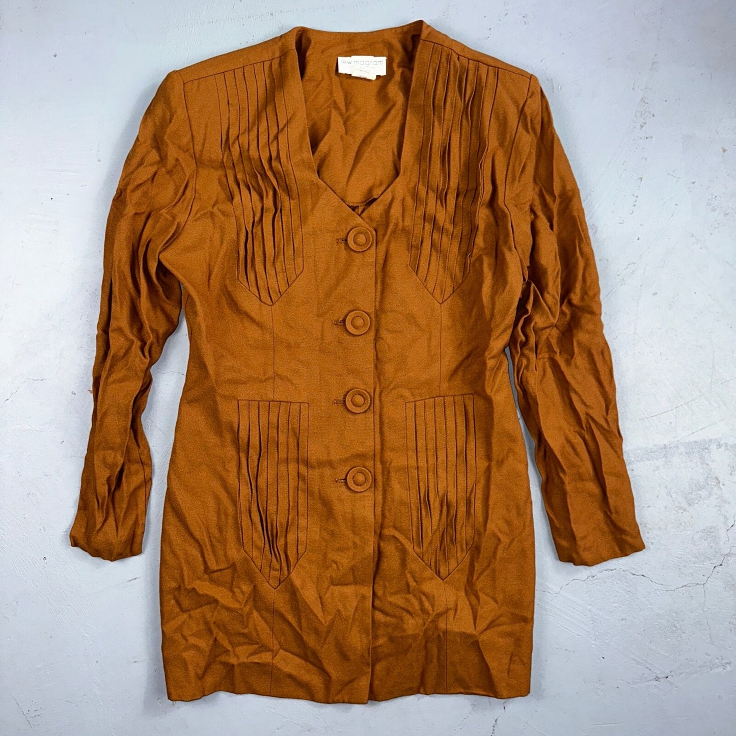 Lew Magram 2 Piece Collection New York Blazer Jacket Rust VTG 80s Sz 8 Pants