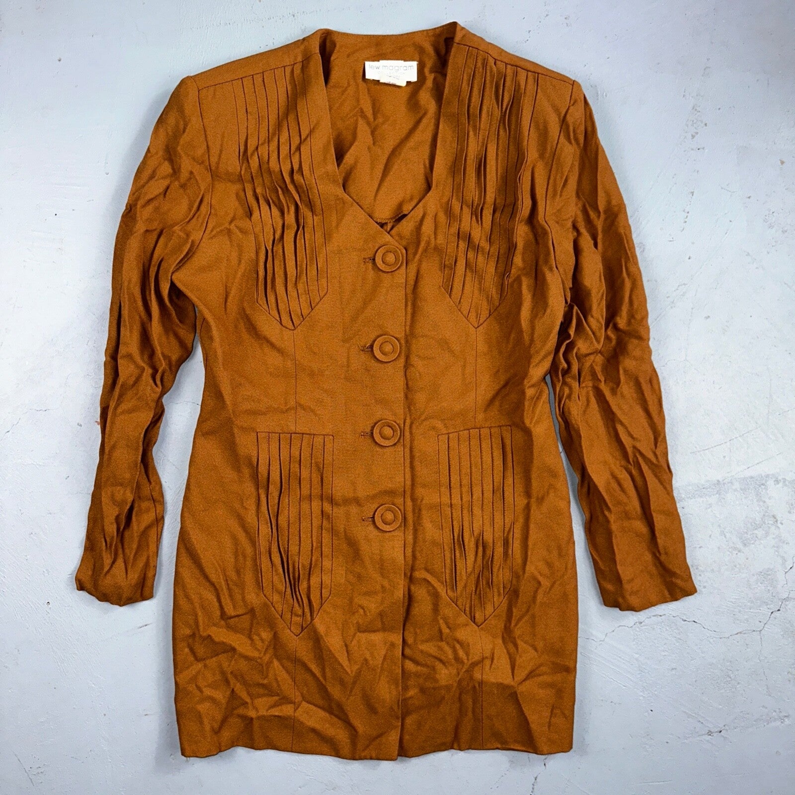 Lew Magram 2 Piece Collection New York Blazer Jacket Rust VTG 80s Sz 8 Pants