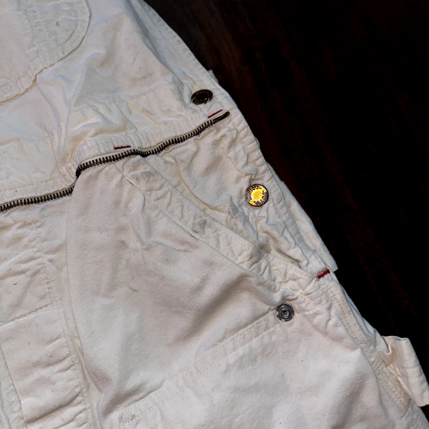 Powerhouse BIB Overalls MONTGOMERY WARD White Denim Workwear 60s 50s Union