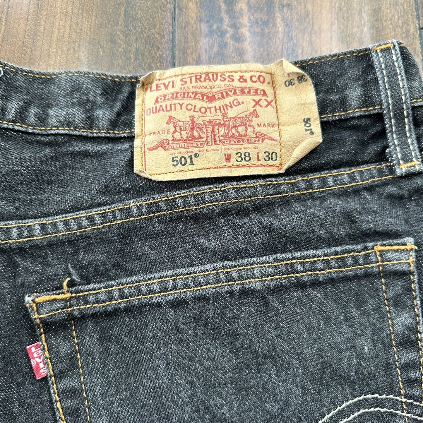 Vintage 90s Levis 501 XX 38x30 USA Tag Jeans Black 80s Act 36x30