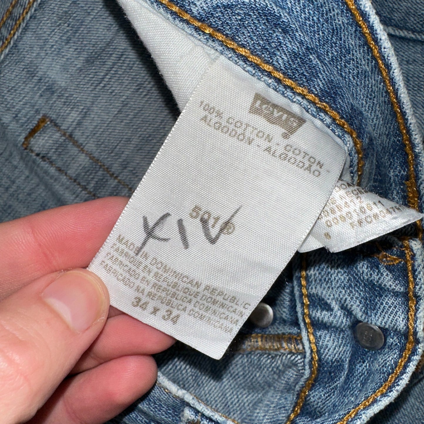 Levis 501 Vintage Y2K XX Straight Leg Jeans Blue Light Wash 34x34 Act 33x32