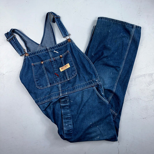 Big Mac Authentic Workwear Men's Bib Overalls 42x30 VTG Wash Blue Jean Denim