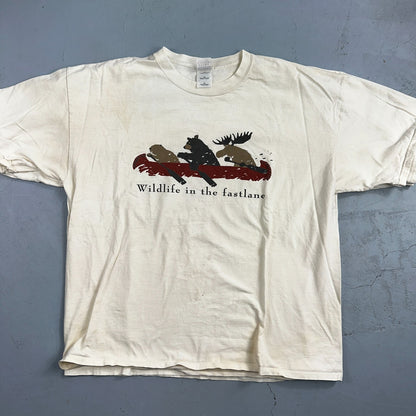 VTG Y2K Adirondack Mountains Walk On The Wild Side T Shirt XL Animals Lot 2