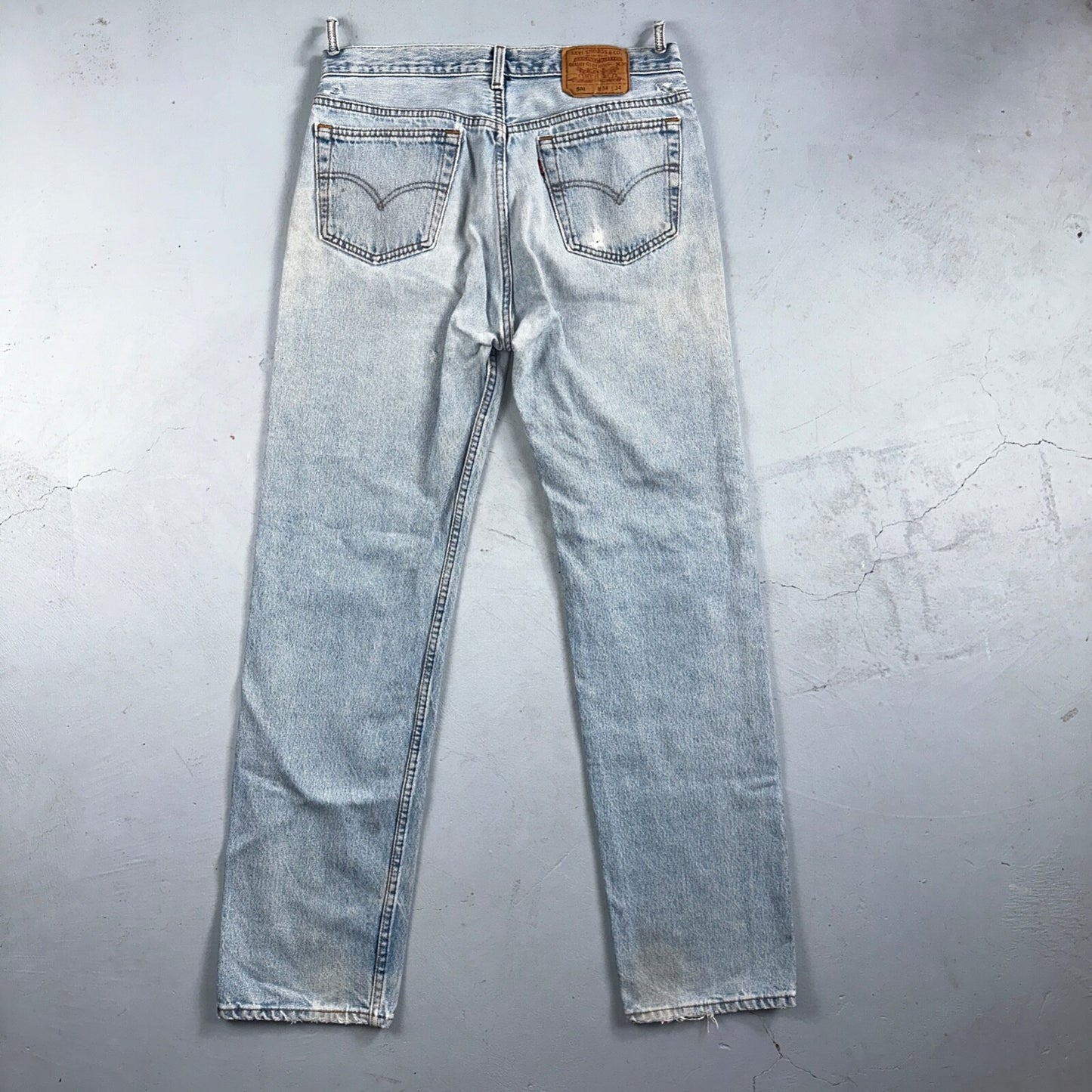 Levis 501 Vintage 90s USA XX Straight Leg Jeans Blue Light Wash 34x34 Act 32x32