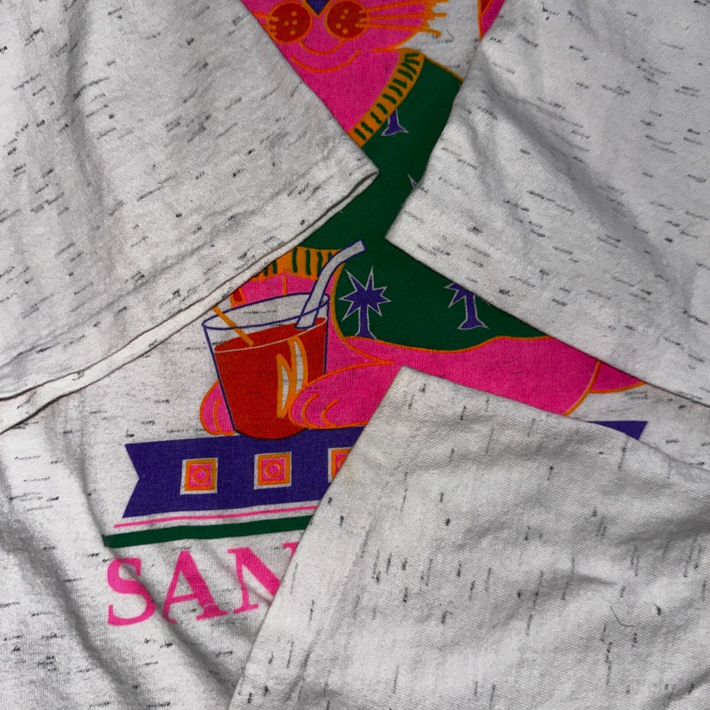 Oneita Cat San Diego VTG T Shirt 90s Gray Heather Cute California USA Pink Sun