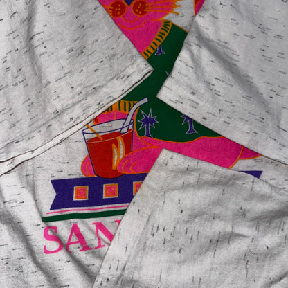 Oneita Cat San Diego VTG T Shirt 90s Gray Heather Cute California USA Pink Sun
