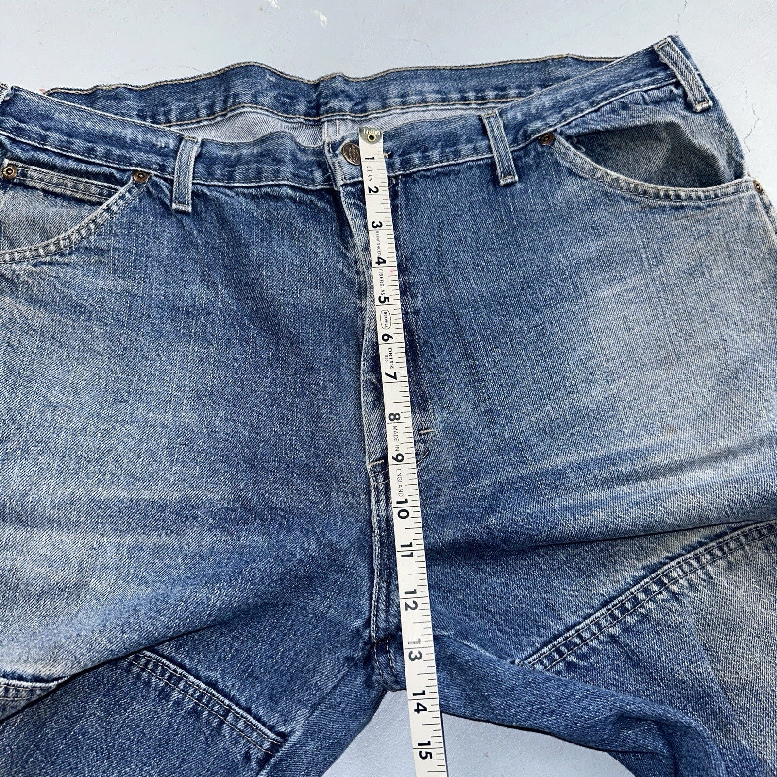 Dickies Double Knee Faded Blue Jeans 40x30  Work Wear Skate Baggy Y2K Wide Leg