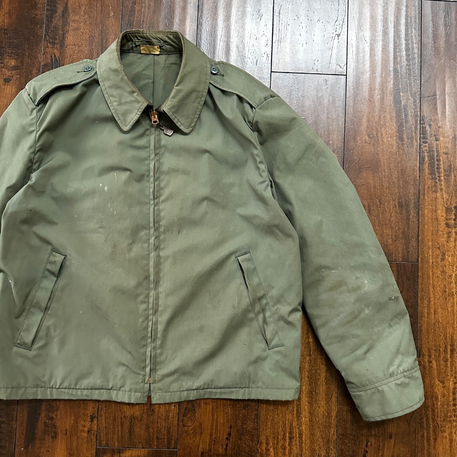 VTG 1960s AG-274 Military Green Water Repellent Jacket 42R Gabardine Rockabilly