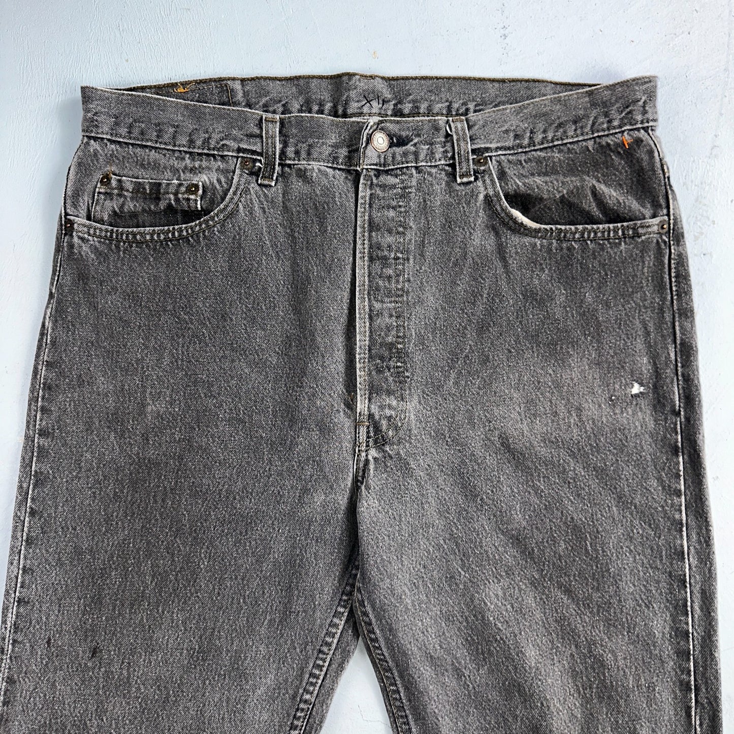 Levis 501 Vintage 90s USA XX Straight Leg Jeans Gray Light Wash 38x30 Act 36x29