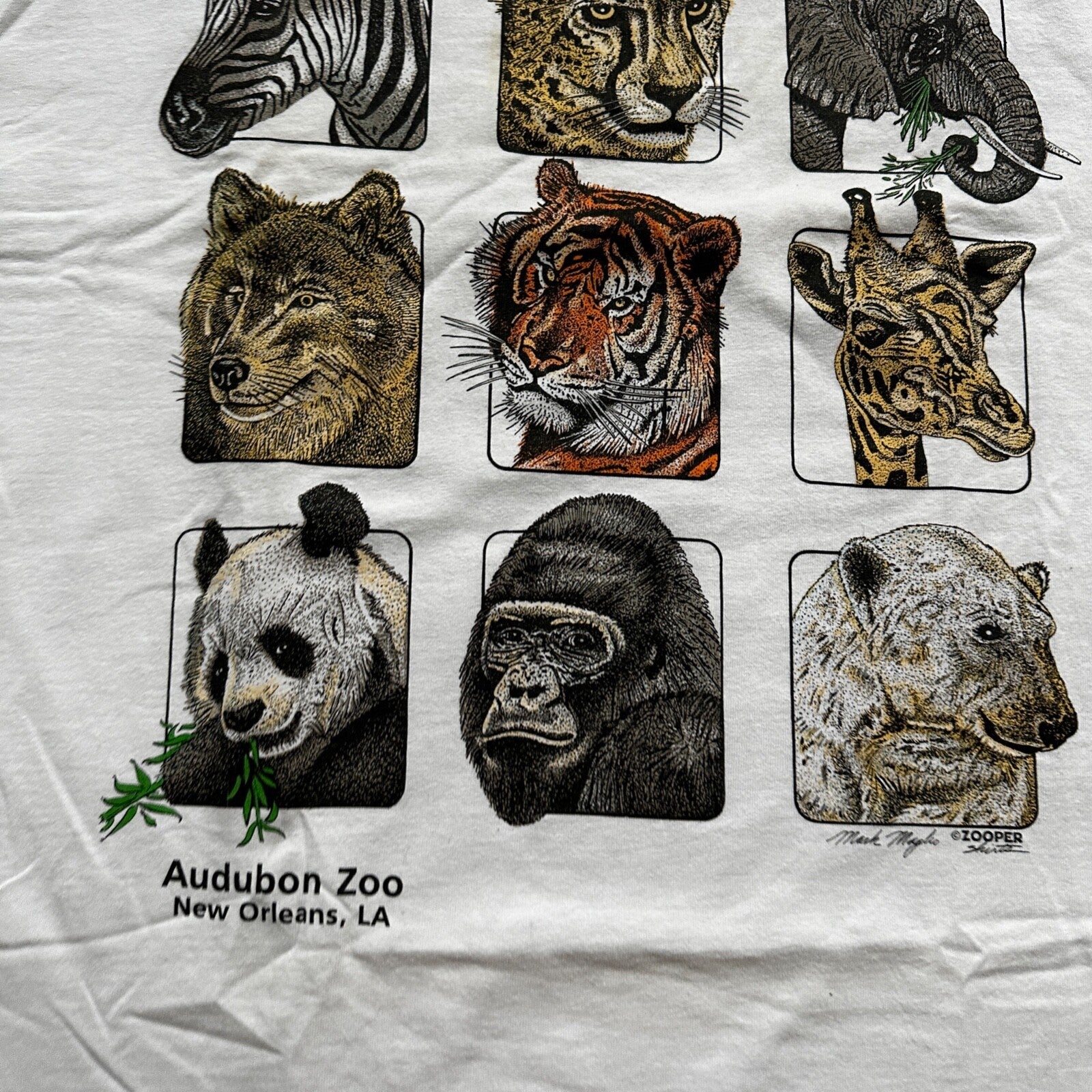 Anvil 90s Zoo Animals Cheetah Tigers Panda Vintage T Shirt Single Stitch 1990s