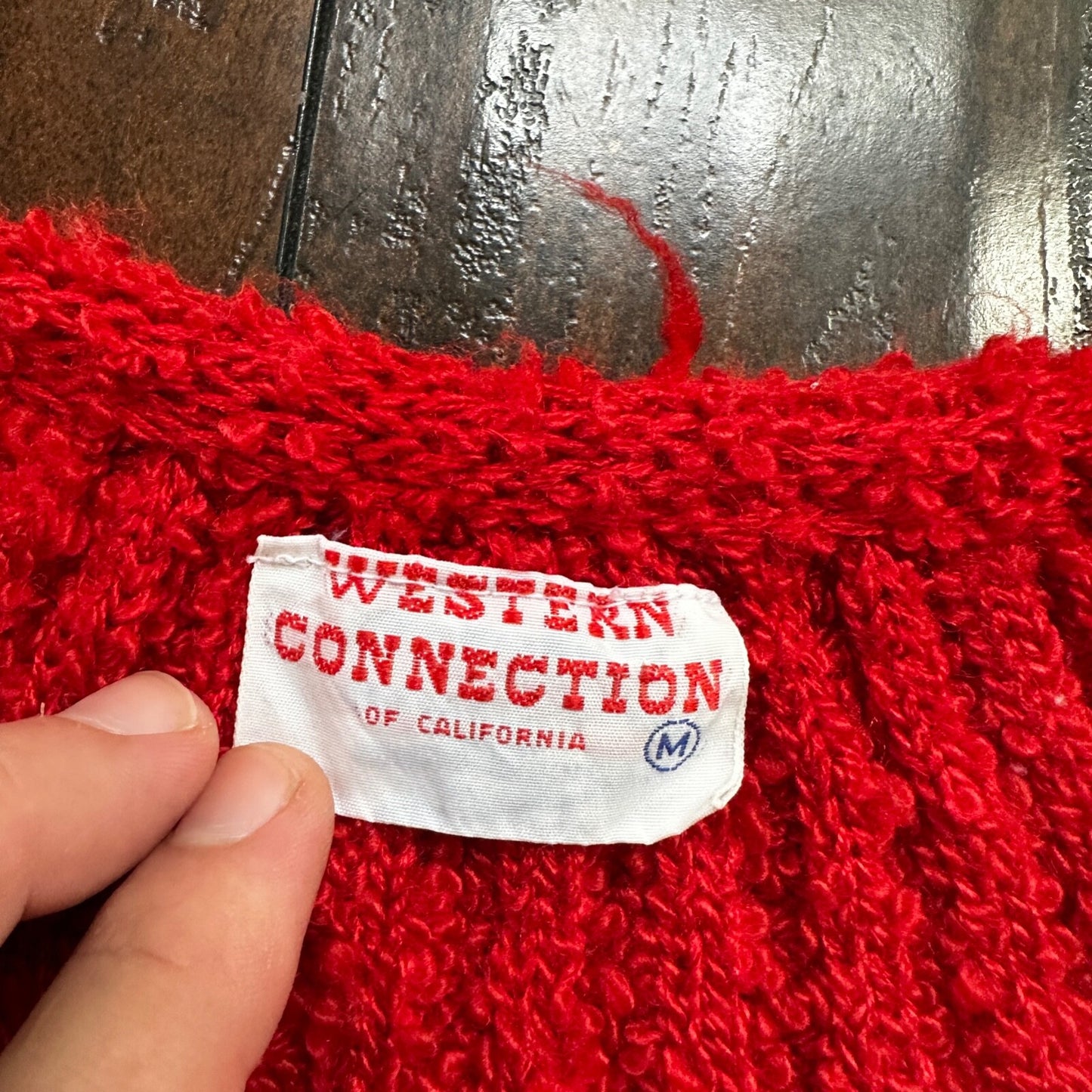 VTG Western Connection Sweater Red Women's M Rockabilly Terry Cotton Look