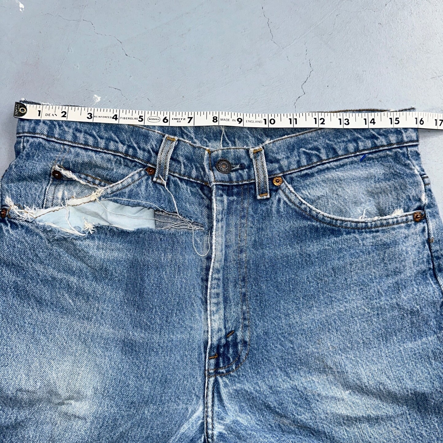 Levis 517 Vintage 80s USA Orange Tab Bootcut Flare Blue Worn Jeans Act 32x30