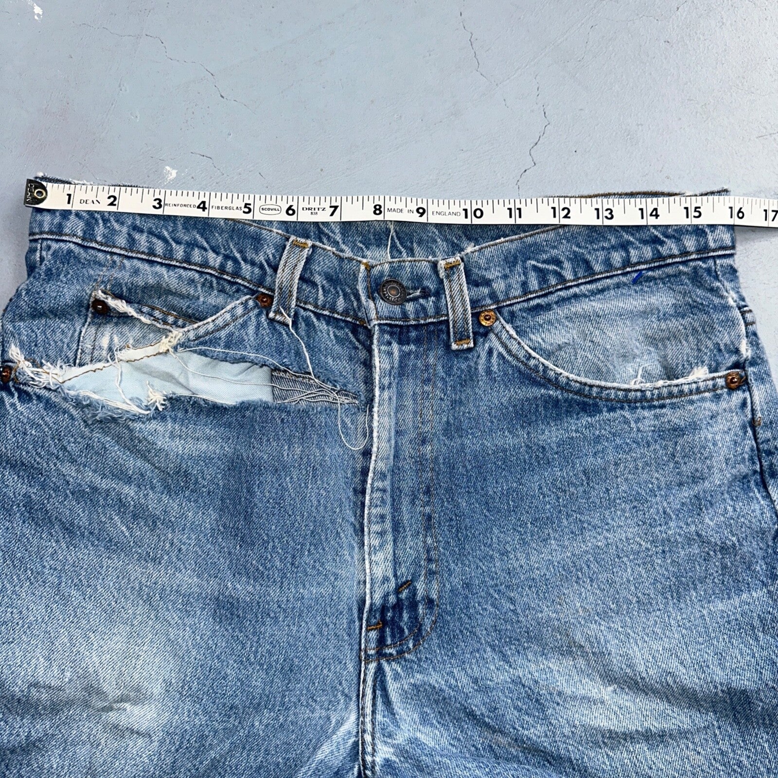 Levis 517 Vintage 80s USA Orange Tab Bootcut Flare Blue Worn Jeans Act 32x30