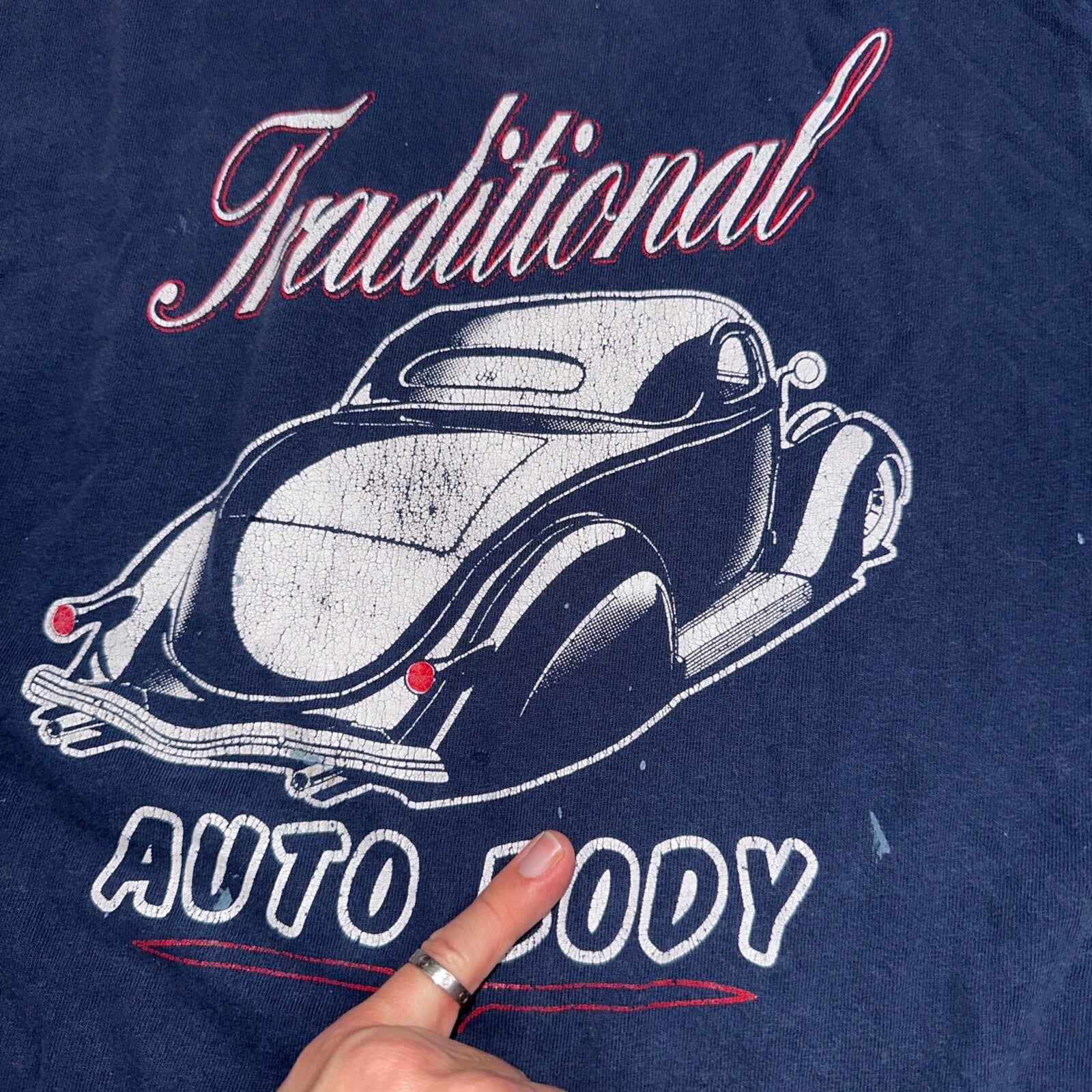 Rat Hole Auto Body Traditional Paint VTG T Shirt Thrashed Distressed Cars Promo