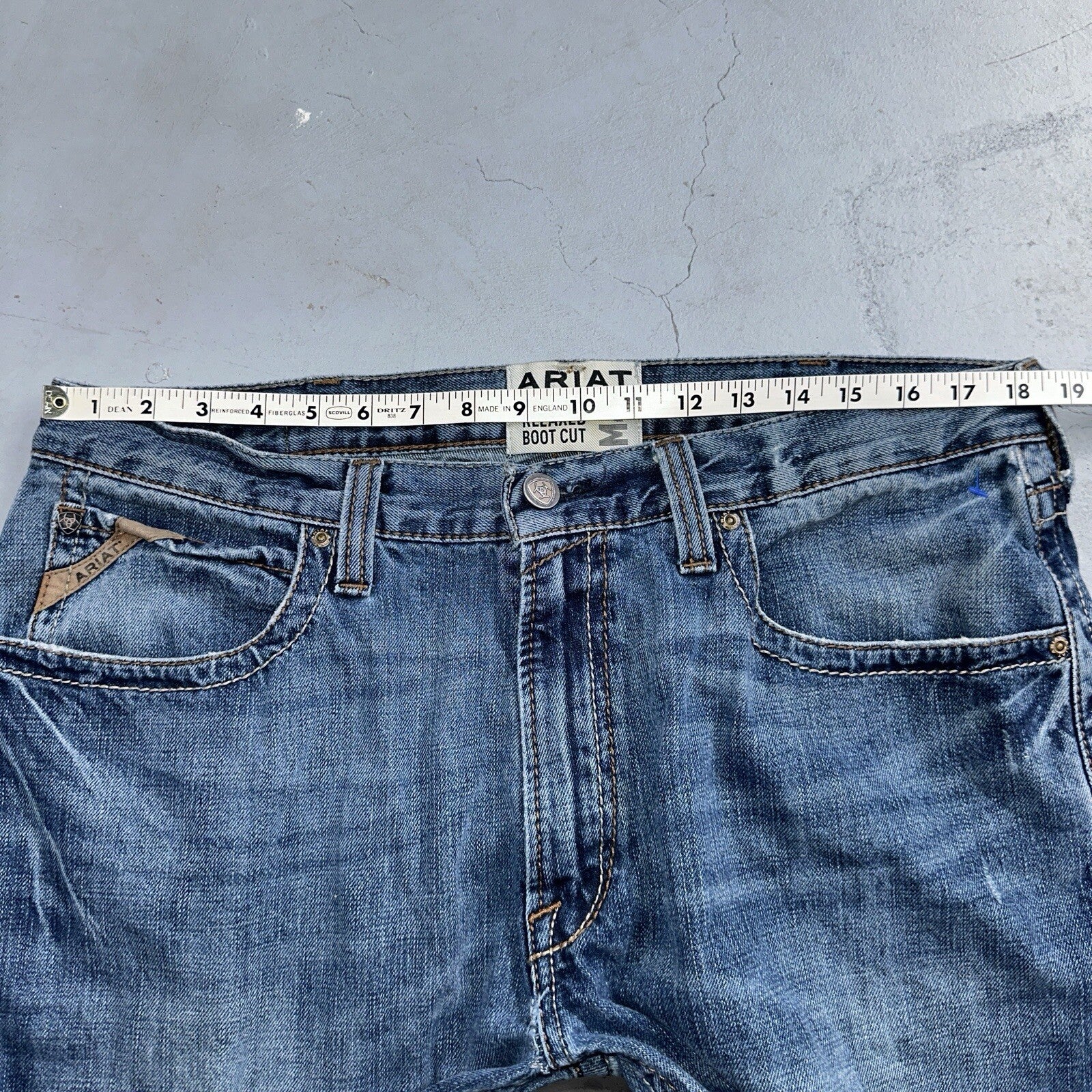 Ariat Jeans Mens 36x34 Blue M4 Boot Cut Relaxed Coltrane Jeans Denim Medium Wash