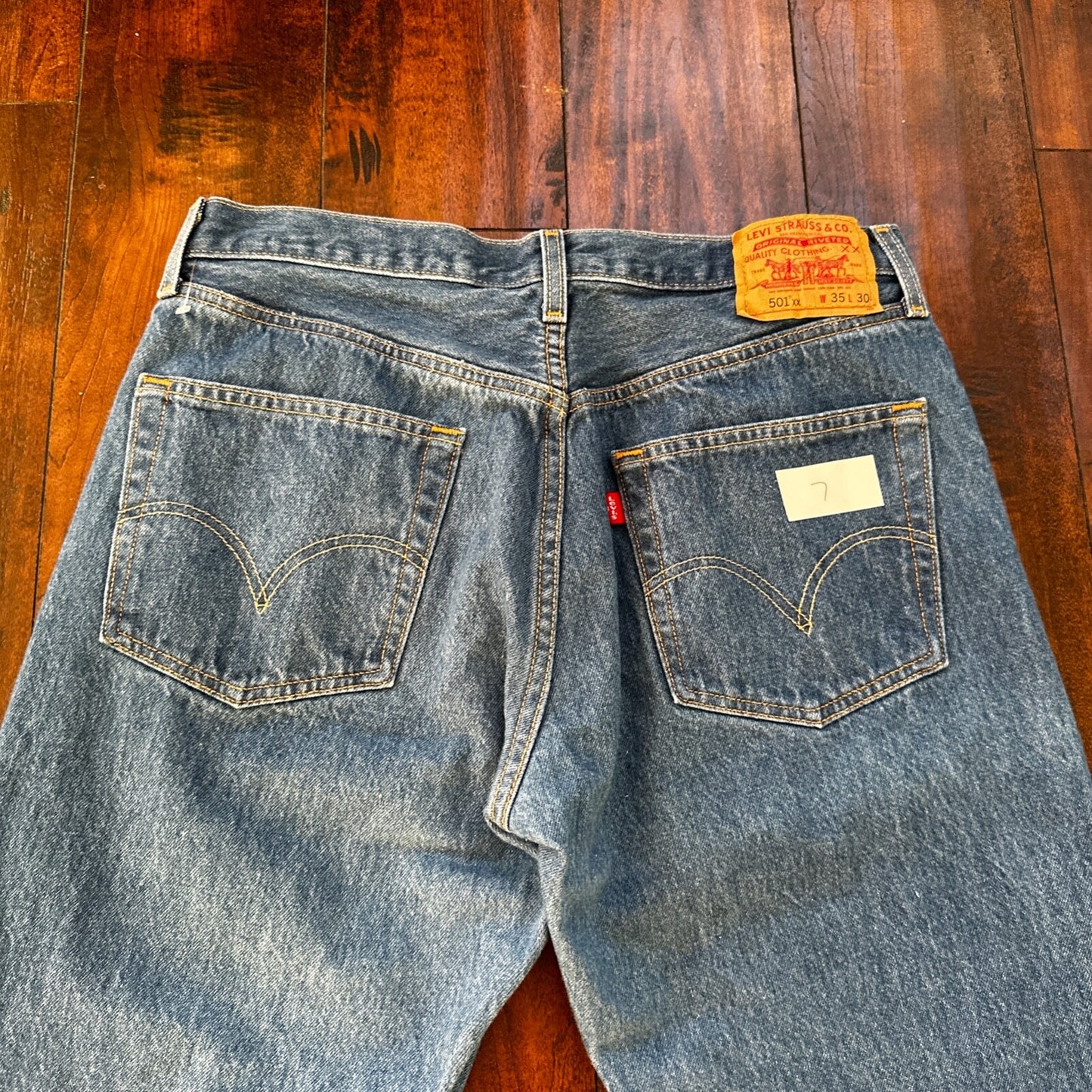 VTG Levis 501 XX Button Fly 90s Y2K Jeans Denim Straight Capri 35x30 Act 32x25