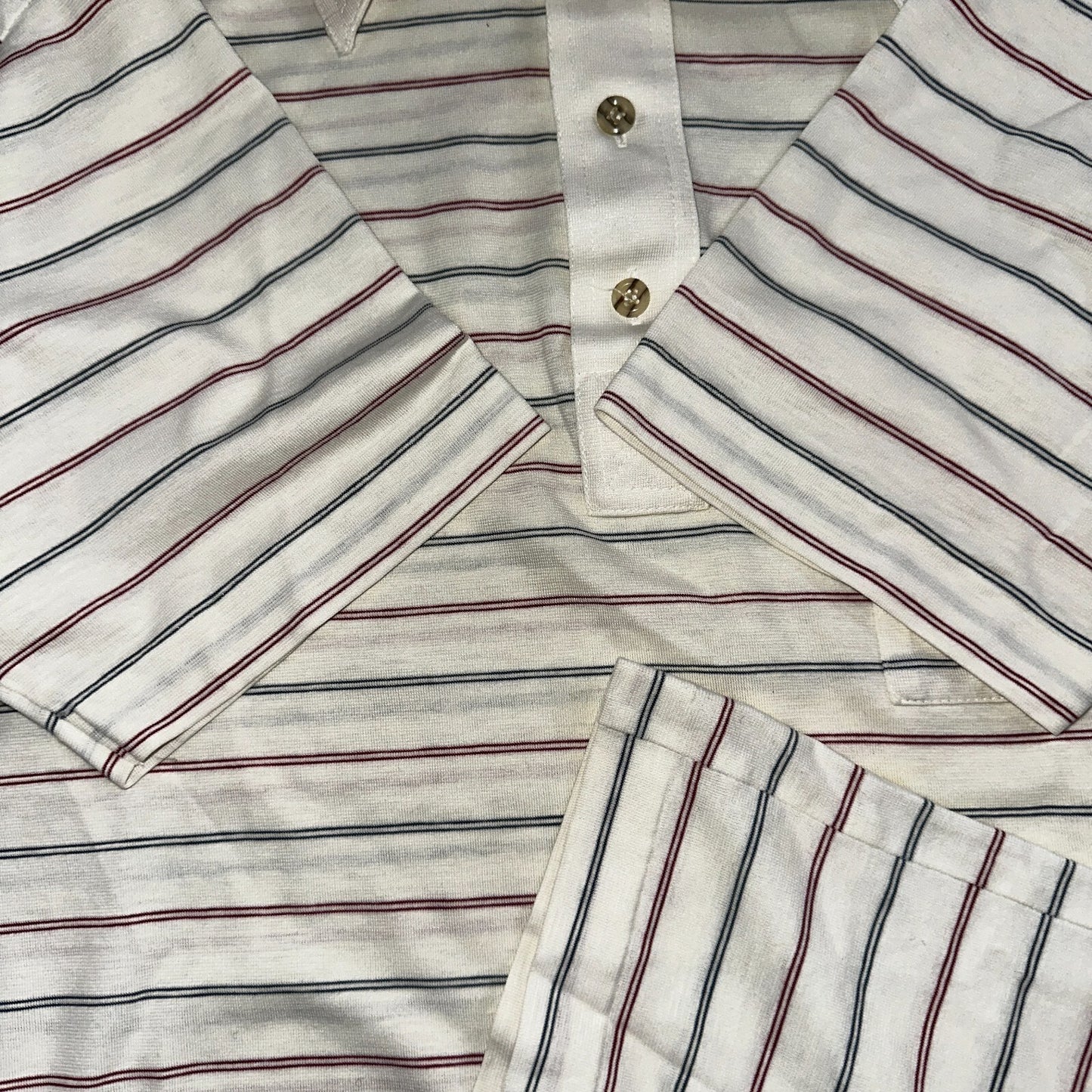 Striped 1980s Polo VTG T Shirt 80s Club Fellow White Stained Simple Tee