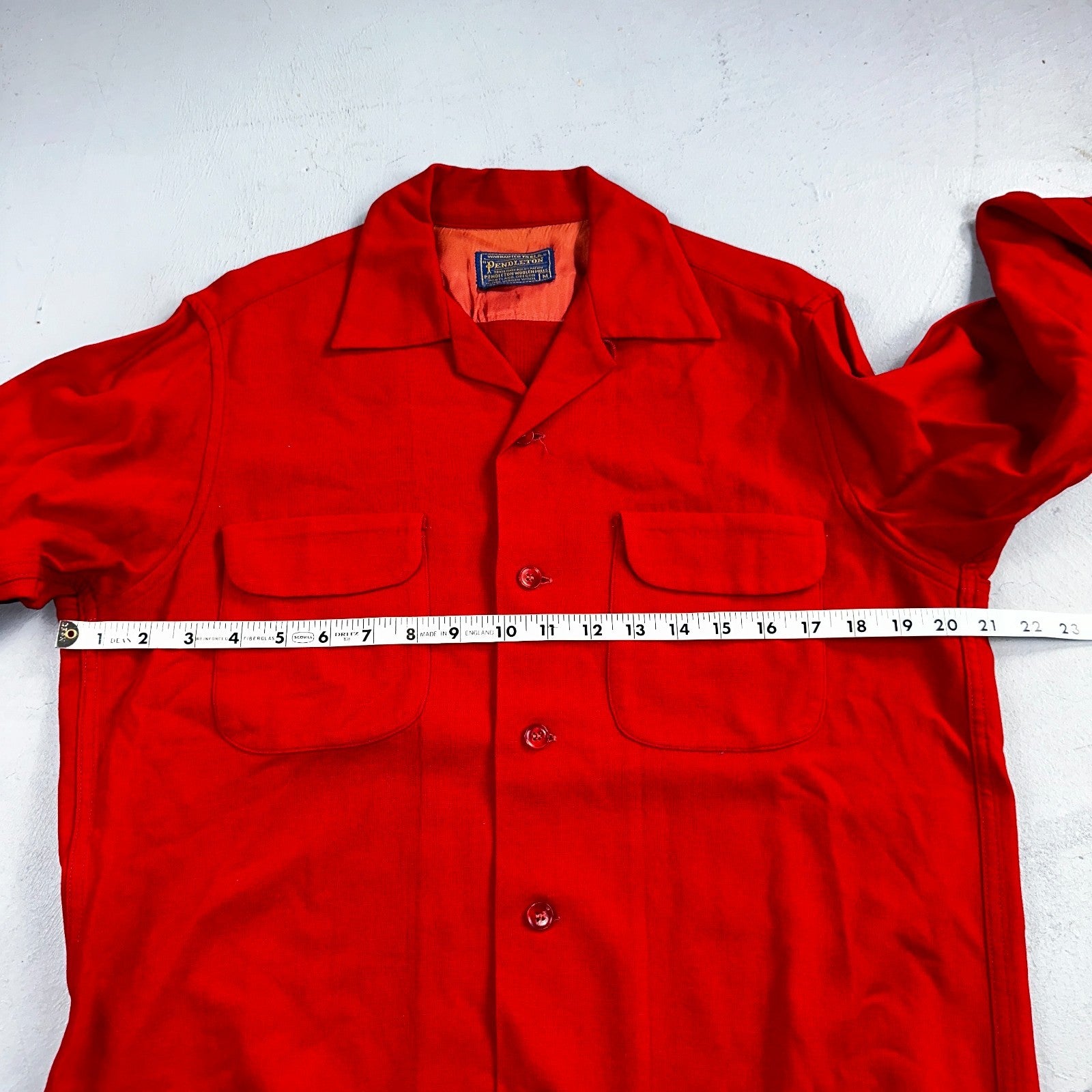 Pendleton VTG Board Shirt Plaid 100% Wool Button Down Size M Plaid 1960s Camp