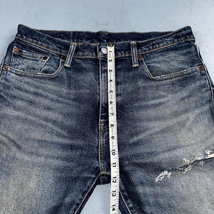 Levis 502 Y2K XX Slim Fit Jeans Blue Med Wash Whiskers 33x34 Vintage Style Worn