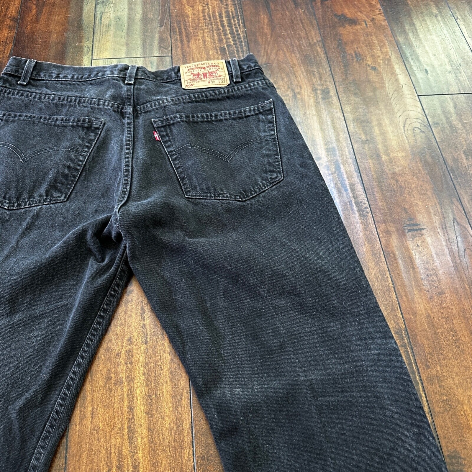 Levis 505 Vintage 90s Straight Leg XX Mexico Jeans 38x32 Black Wash Act 33x30