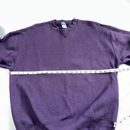 Russell Athletic L USA Sweatshirt 90s VTG Crewneck Purple Basic Blank Essential