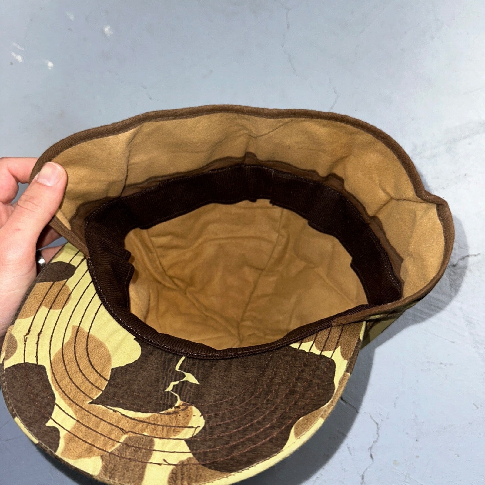 Goretex Duck Camo Hat w/ Earflaps Cap Dunn Large VTG Hunting Thinsulate 90s