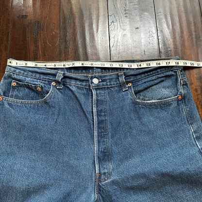 VTG 90s Levis 501 Button Fly 40x36 USA Tag Jeans Straight Wash Blue XX Act 36x32