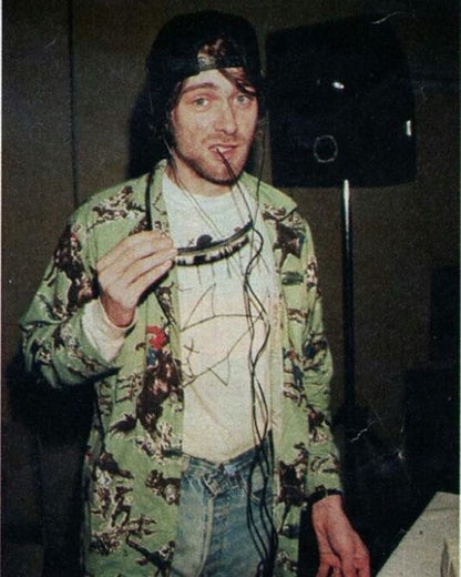 Nick & Nora Cowboy Pajama Shirt M Green Flannel Kurt Cobain USA 90s Nirvana T