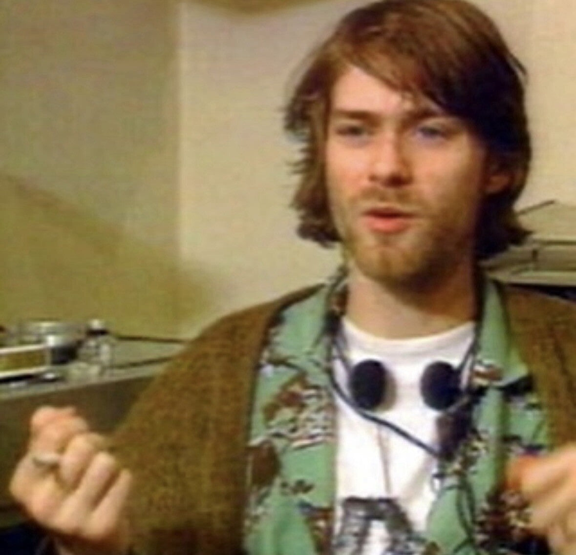 Nick & Nora Cowboy Pajama Shirt M Green Flannel Kurt Cobain USA 90s Nirvana T