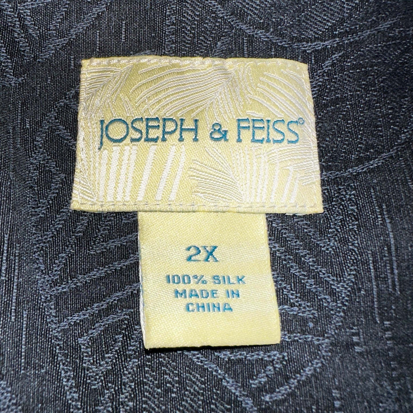 Joseph & Feiss Silk Shirt Mens XXL Short Sleeve Button Up Floral Camp Black Gray