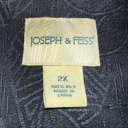 Joseph & Feiss Silk Shirt Mens XXL Short Sleeve Button Up Floral Camp Black Gray