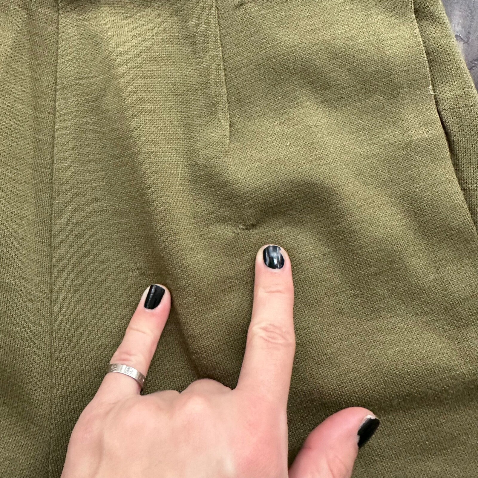 Vintage USA Rockabilly Womens Shorts Disco Wool? 70s 80s Church Funky Green Army