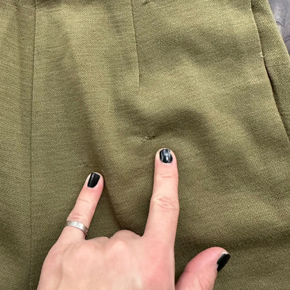 Vintage USA Rockabilly Womens Shorts Disco Wool? 70s 80s Church Funky Green Army